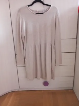 Vestido de punto beige mujer talla única