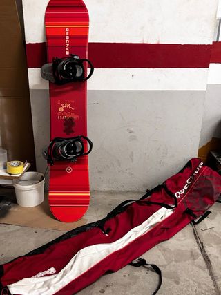 Tabla de Snowboard Roja con Fijaciones
