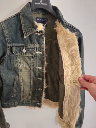 Giacca Jeans NEW GATE Foderata Pelliccia Vintage S