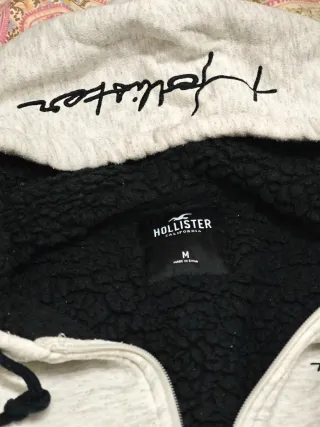 Sudadera Hollister borreguito gris con capucha