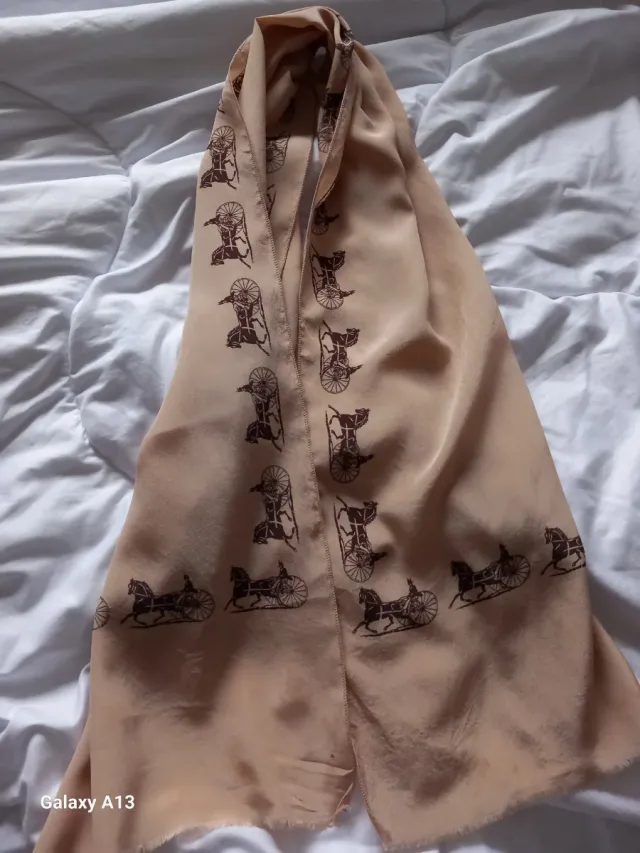 Sciarpa Celine Beige Carrozza in seta