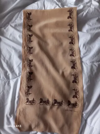 Sciarpa Celine Beige Carrozza in seta