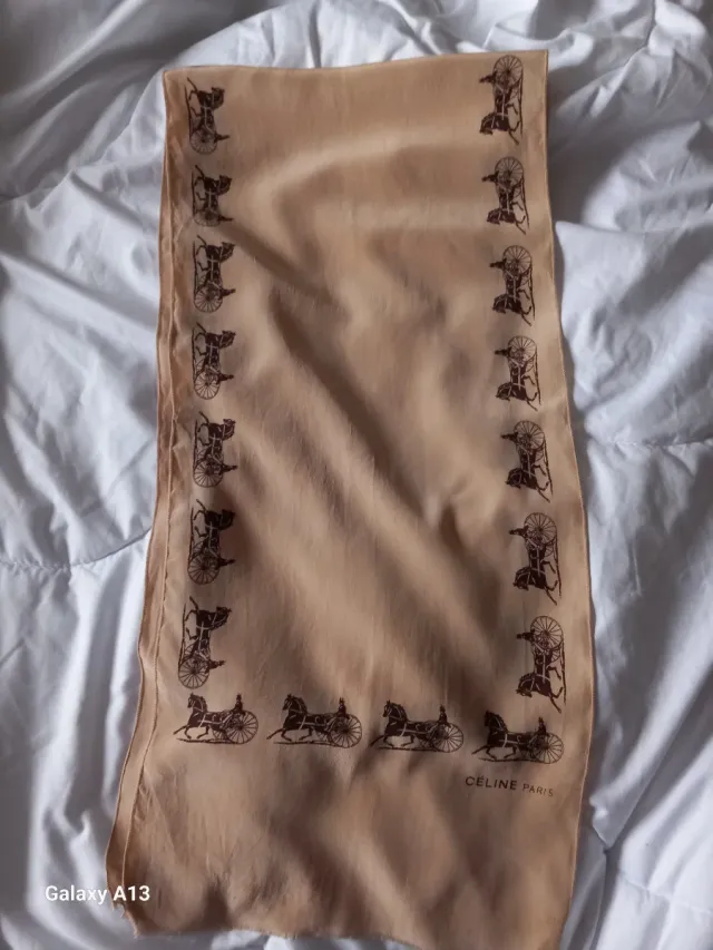 Sciarpa Celine Beige Carrozza in seta