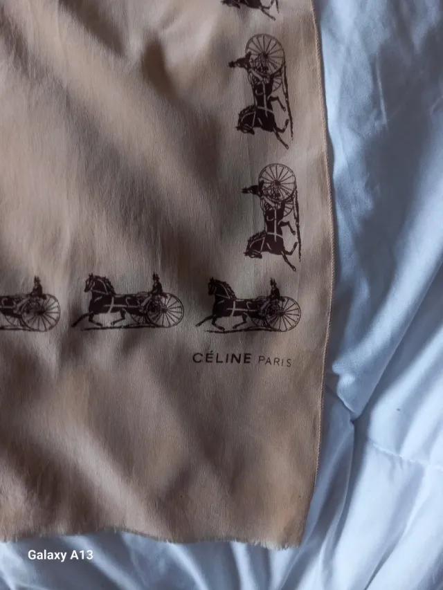 Sciarpa Celine Beige Carrozza in seta