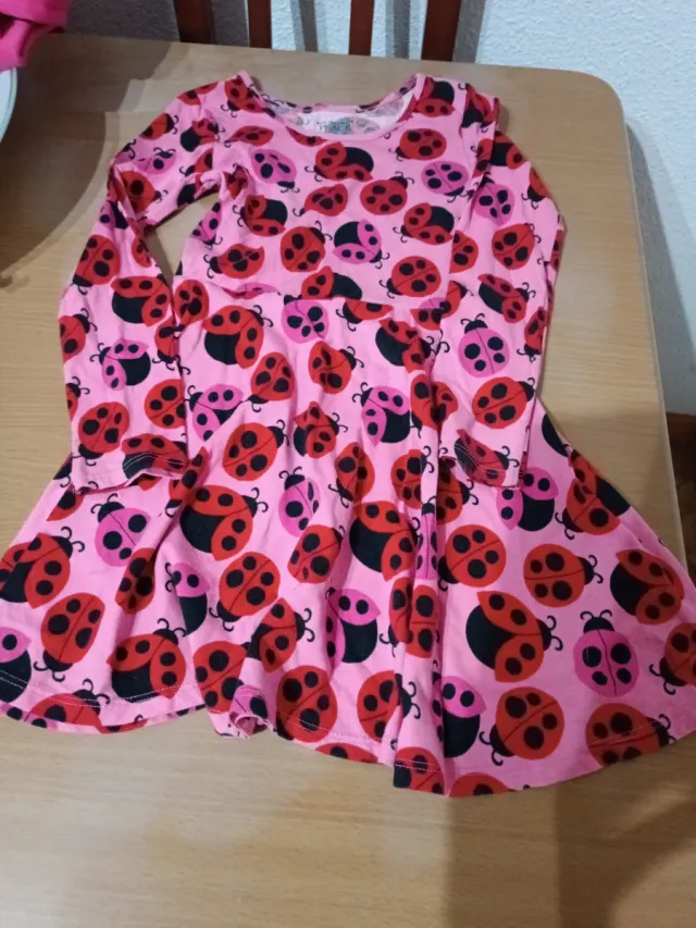 Vestido niña mariquitas rosa
