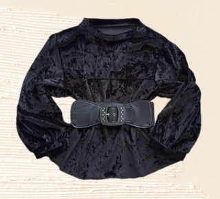 velvet black vintage top/blouse one size