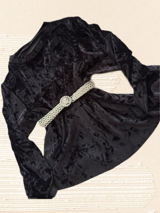 velvet black vintage top/blouse one size