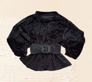 velvet black vintage top/blouse one size