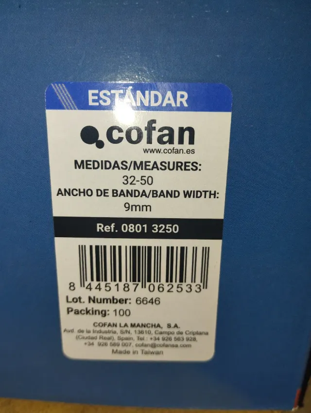 Lote 25 abrazaderas 32-50mm ancho 9mm