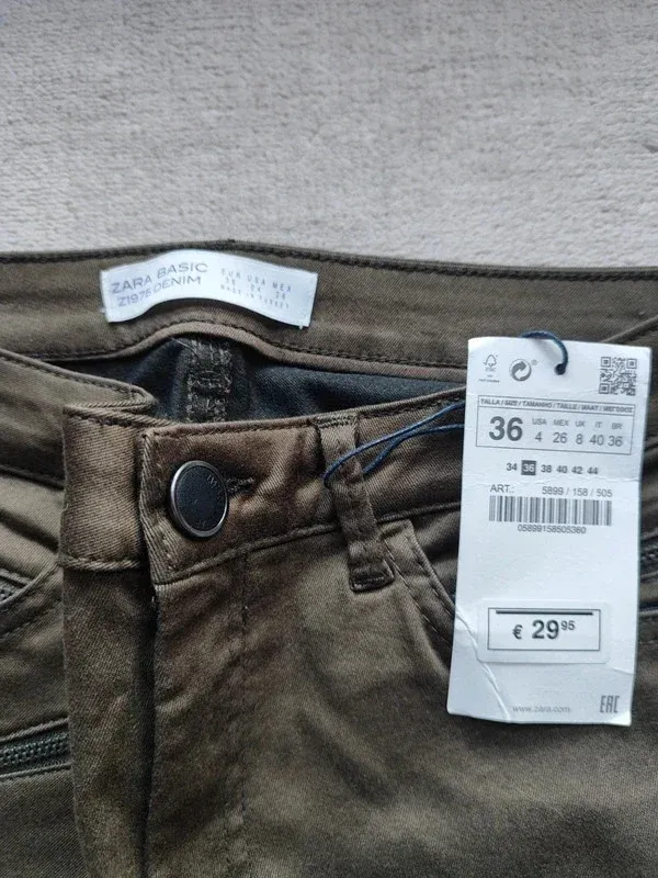Pantalón Zara Talla 36 Verde Militar