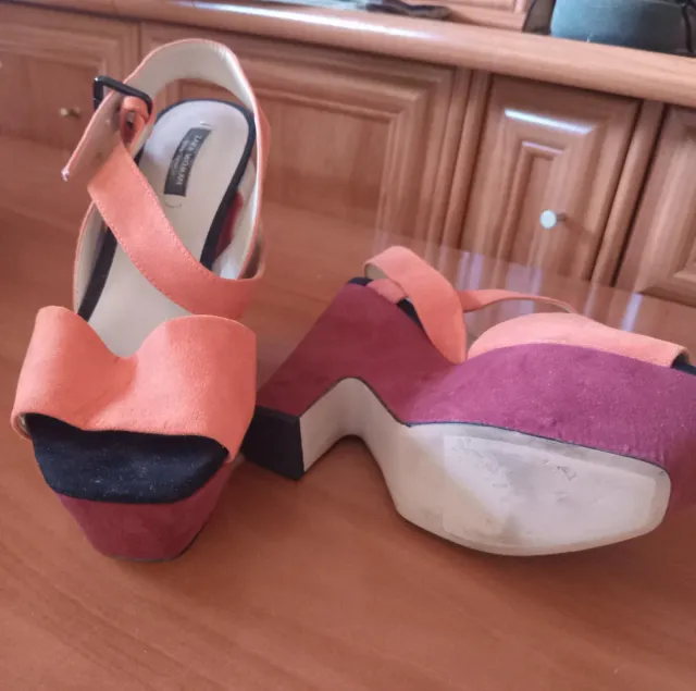 Sandalias Zara Talla 37 Naranja y Rojo