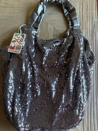 Bolso de lentejuelas gris plateado