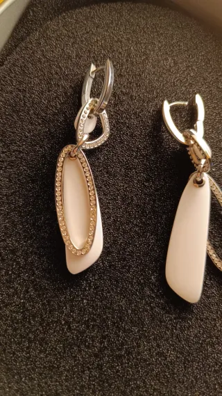 Collana Fossil acciaio e bianco