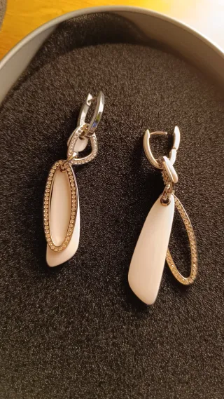 Collana Fossil acciaio e bianco