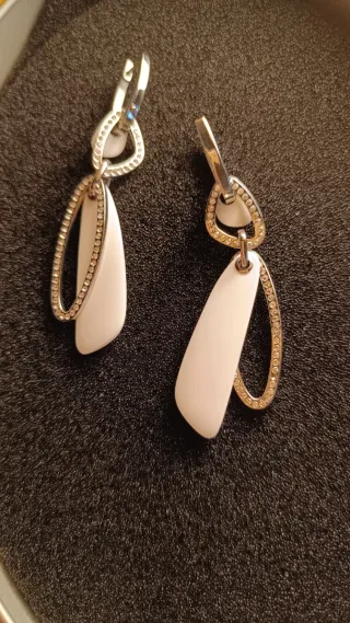 Collana Fossil acciaio e bianco