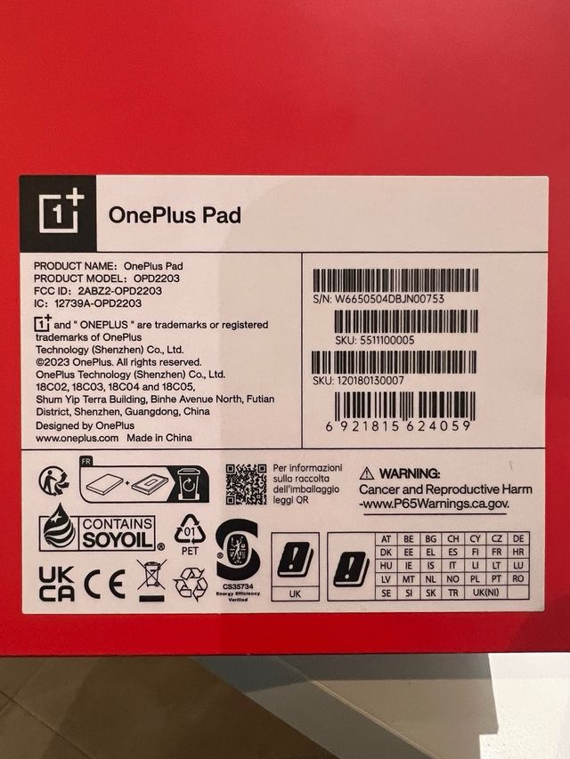 OnePlus Pad Negro - Como Nuevo