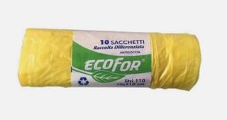 ROTOLO 10 SACCHI GIALLI ECOFOR 70x110CM nuovo
