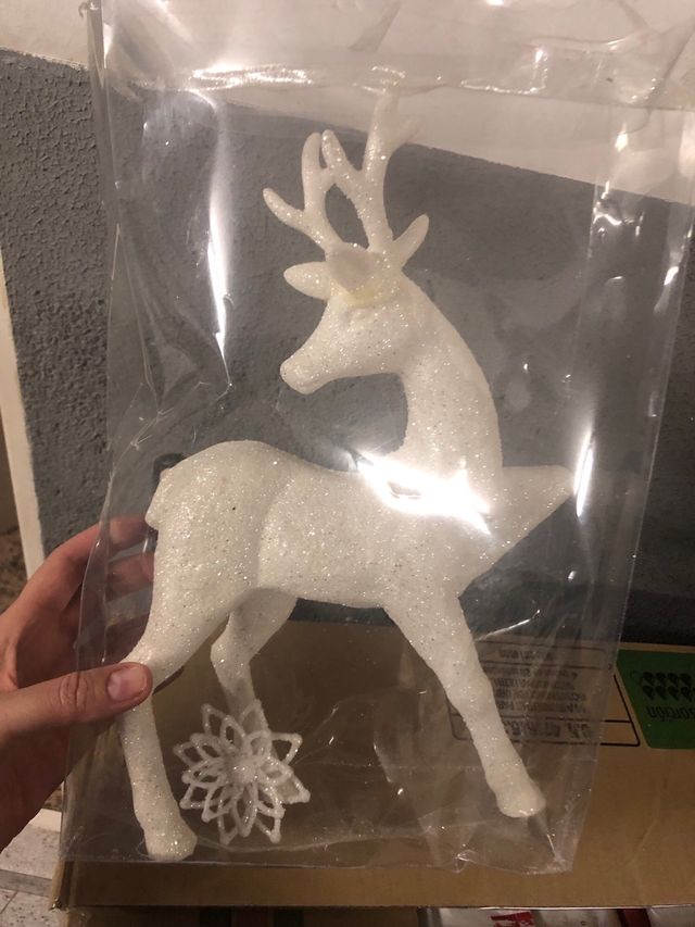 Reno Navideño Blanco Brillante