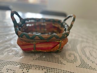 Cestino quadrato in bambù e vimini