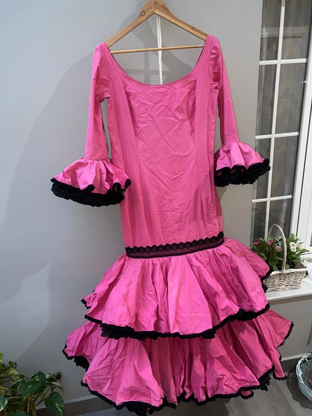 Vestido Flamenca Rosa y Negro