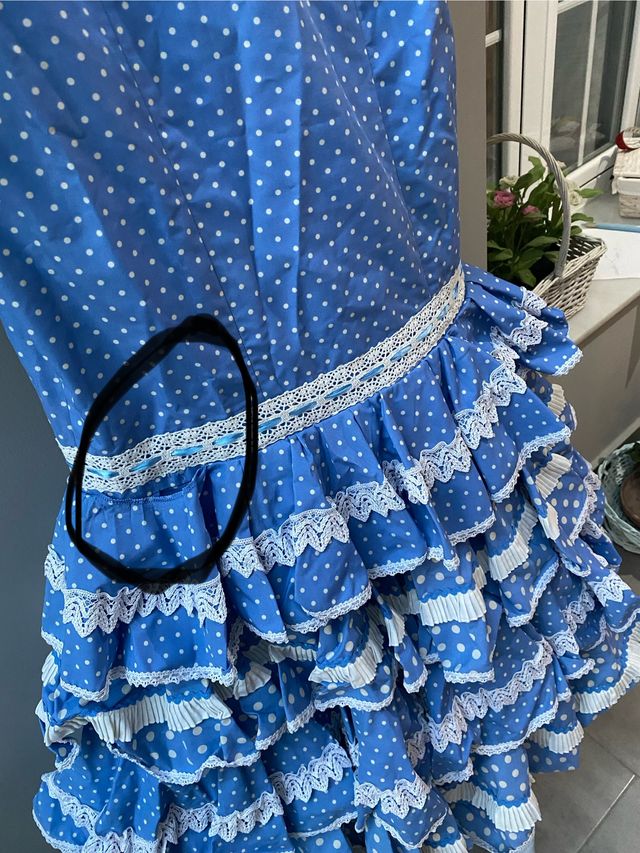 Vestido Gitana Blanco y Azul