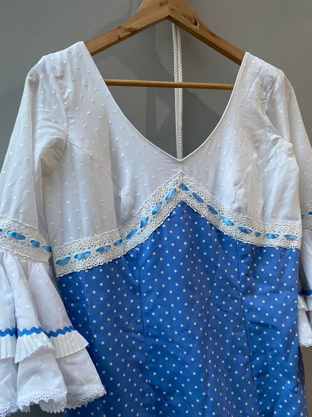 Vestido Gitana Blanco y Azul