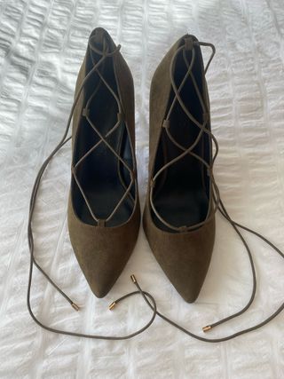 Zapatos Bershka Talla 39 Tacón 10cm Verde Oliva