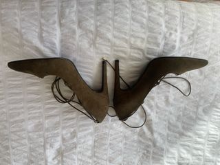 Zapatos Bershka Talla 39 Tacón 10cm Verde Oliva