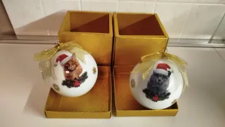 Palle Natale Vetro Gatto - Ø 10 cm