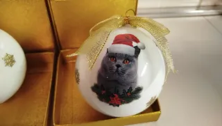 Palle Natale Vetro Gatto - Ø 10 cm