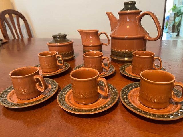 Juego de café cerámica 6 tazas + tetera