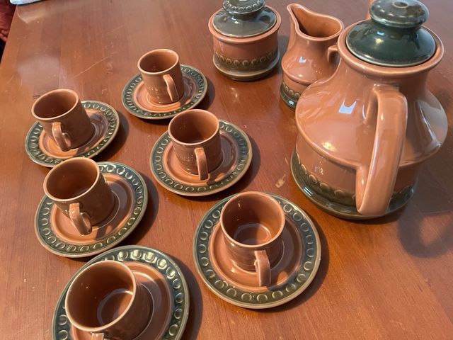 Juego de café cerámica 6 tazas + tetera