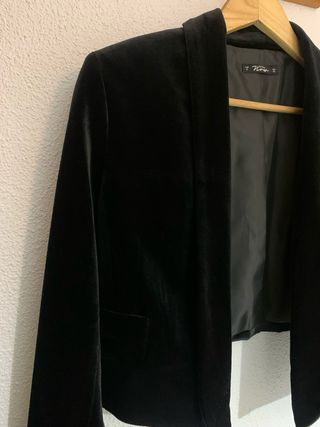 Chaqueta Americana Negra Terciopelo / brillo