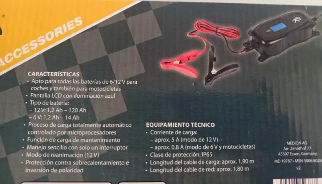 Cargador Batería Coche y Moto Auto XS LCD