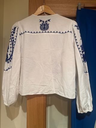 Conjunto Zara Camisa Bordada y Pantalón T.S oferta