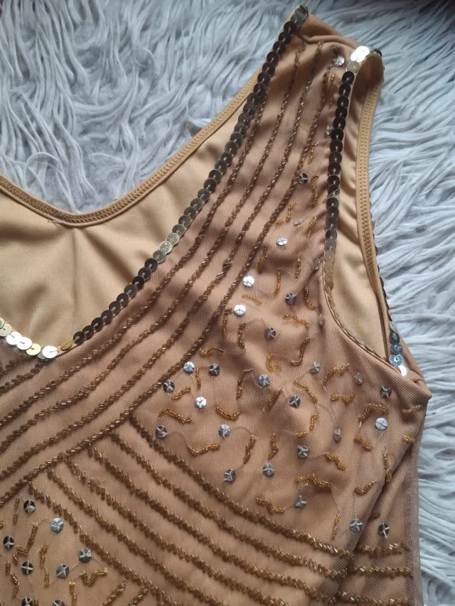 Top fiesta dorado con pedrería