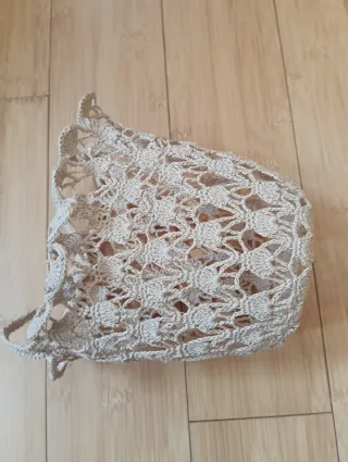 Cestino beige macramè