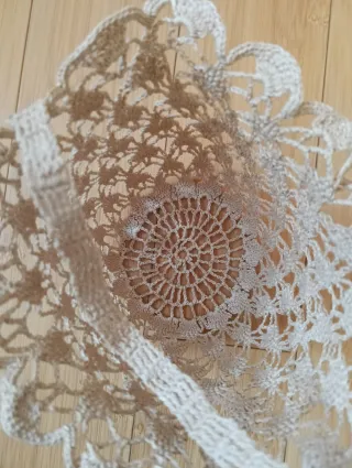 Cestino beige macramè