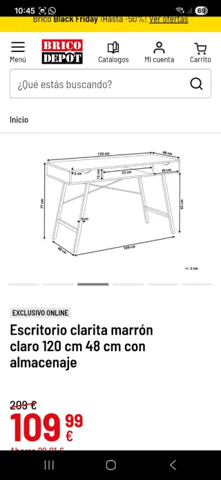 Escritorio 120x48x77 cm