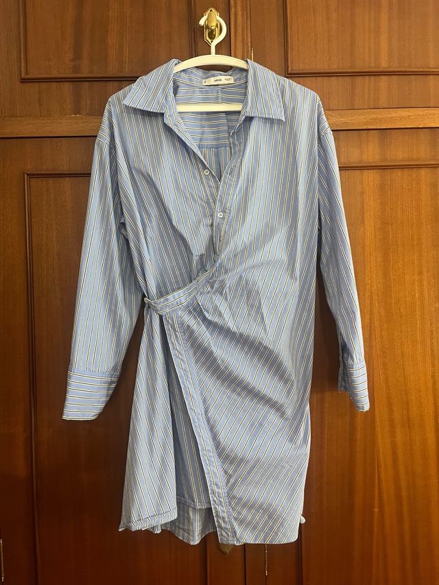 Vestido camisero Mango rayas azules
