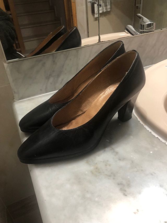 Zapatos de tacón negros piel T:39