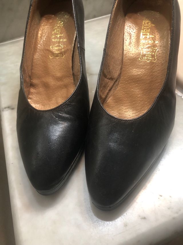 Zapatos de tacón negros piel T:39