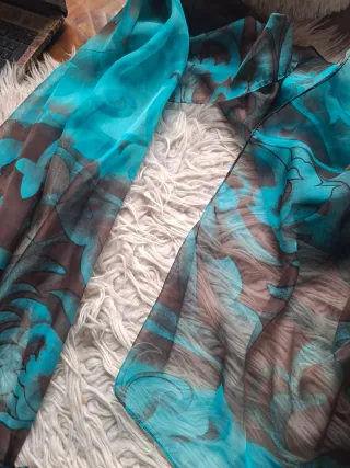 Espectacular  Vestido fiesta azul y marrón