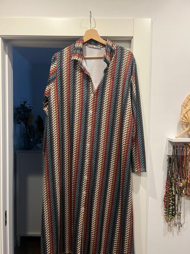 Vestido camisero estampado mujer talla U