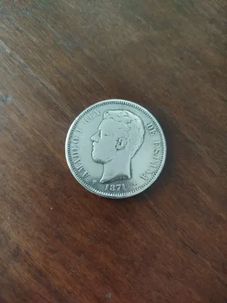 Moneda Plata 5 Pesetas 1871