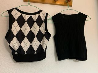 Pack 2 Chalecos Mujer negros y rombos.