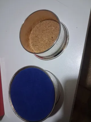 Tondo decorativo blu ed in sughero