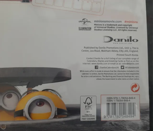 Calendario Minions 2016 Nuovo Sigillato