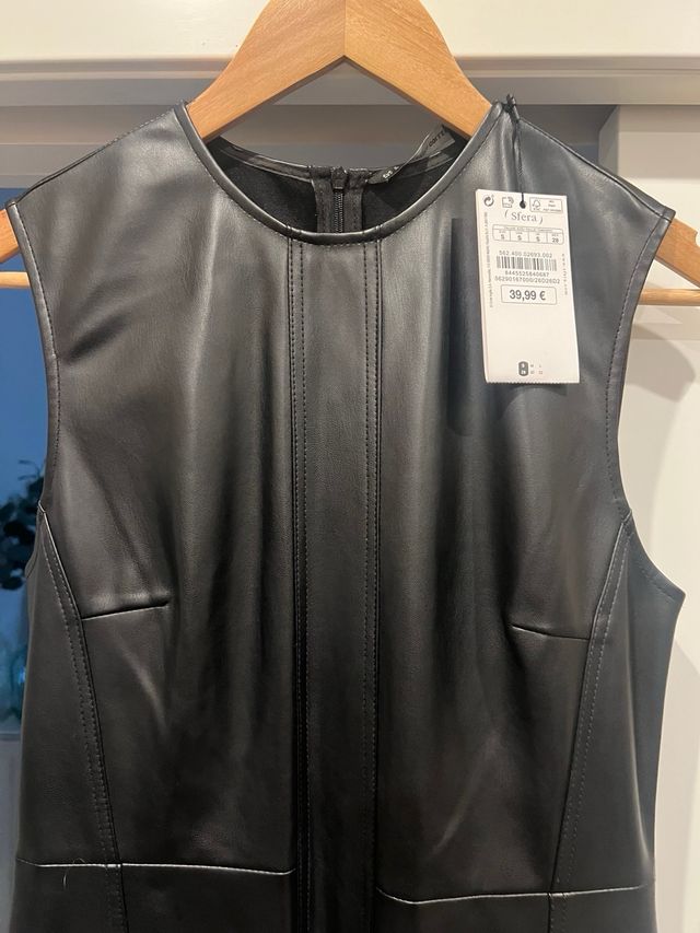 Vestido Sfera Polipiel Negro Talla S