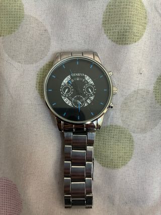 Reloj Geneva Hombre Negro y Plateado
